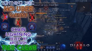 Diablo 4  No Uber Version Teleport Chain Lightning Arc Lash Sorcerer Vault Tier 100 Season 3 [upl. by Yajet907]