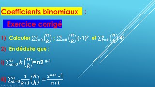 Exercice corrigé sur les Coefficients binomiaux [upl. by Idahs]