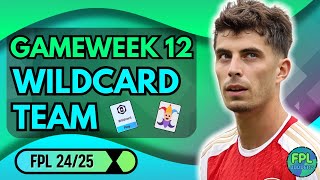 MY FPL GAMEWEEK 12 WILDCARD TEAM 🃏  SALAH  PALMER NO SAKA😱  FANTASY PREMIER LEAGUE 202425 [upl. by Abie575]