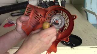 replacing the starter cord on a Stihl gas blower [upl. by Eanahs]