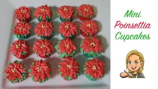 Poinsettia Mini Cupcakes  Christmas Cupcakes [upl. by Wilfreda]