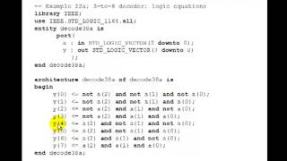 Lesson 39  VHDL Example 22 3to8 Decoder using Logic Equations [upl. by Phelgon399]