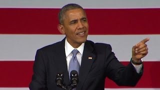 Obama to heckler Youre screwing up my speech [upl. by Ardnassela524]