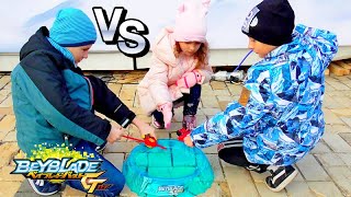 Beyblade Burst Rise GT Real life Full Battle Christmas game Regalia Genesis vs Aiger [upl. by Clementina]