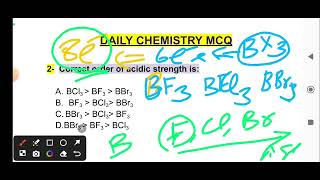 Correct Order Of Acidic Strenght in BF3 BCl3 BBr3  Important Chemistry MCQ [upl. by Cher989]