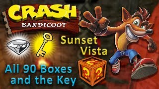 Sunset Vista  Clear Gem ⚪💎 All 90 Boxes and the Key 🔑  Crash Bandicoot [upl. by Mandler]