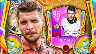 THIS CB IS AMAZING SUMMER VACATION PLAYER BERAT DJIMSITI 95 OVR REVIEW  FIFA MOBILE 22 [upl. by Gudrun753]