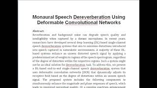 Monaural Speech Dereverberation Using Deformable Convolutional Networks [upl. by Jobye]