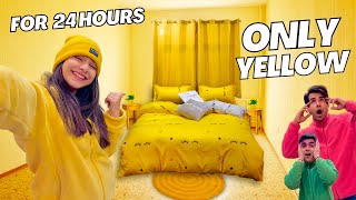 Using only YELLOW things for 24 Hours Challenge  Rimorav Vlogs [upl. by Fiden]