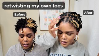 DIY Retwist on My Starter Locs  Talk Through  Technique  No Gel  Loctician [upl. by Allerym82]