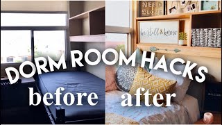 DORM ROOM HACKS  easy decorating tips amp tricks [upl. by Abehs]