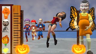 Scary Teacher 3D vs Squid Game Pumpkin HALLOWEEN High Jump Competition Win or Lose 5 Times Challenge [upl. by Nichole]