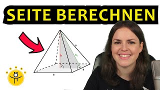 Quadratische PYRAMIDE Seiten berechnen mit PYTHAGORAS – Seitenhöhe Höhe Seitenkante [upl. by Kress]