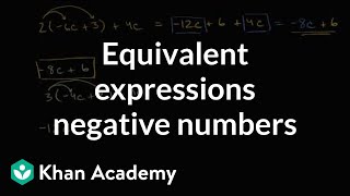 Equivalent expressions with distribution and negative numbers  7th grade  Khan Academy [upl. by Grube]