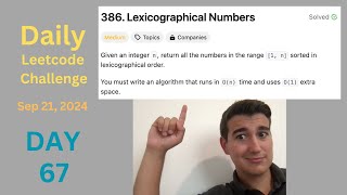 Daily LeetCode Challenge Day 67 Lexicographical Numbers [upl. by Oiralih]