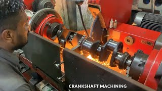 Skilled Man Polishing Damage Crankshaft with Manual Machine [upl. by Charmain]