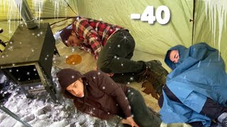 EXTREME 40° Solo Camping 4 Days  Snowstorm amp Winter Camping in a Snowstorm HOT TENT [upl. by Anivad]