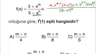 AYT Türev2  Çarpım ve Bölümün Türevi  AYT  12SINIF [upl. by Annaujat]