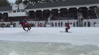 Skijoring event where horses pull skiers returns to Topsham [upl. by Harpp95]