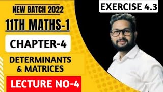 11th Maths 1  Chapter 4  Determinants amp Matrices  Exercise 43  Lecture 4 [upl. by Yecats758]