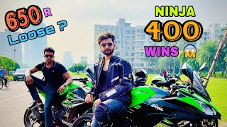 Kawasaki Ninja 650 vs Ninja 400 Drag Race  Ninja 400 top speed sure WIN  Shocking result 😨 [upl. by Ojybbob405]