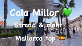 Cala Millor 💚 Sunset 🌅 Strand amp mehr 🌴 Fußgängerzone amp Hotels 😎 Sonne amp Wolken ☀️ Wasser 19° 🏖️ [upl. by Sheelagh]