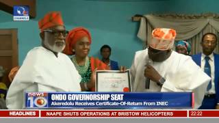 Akeredolu Receives CertificateOfReturn From INEC [upl. by Evelunn]