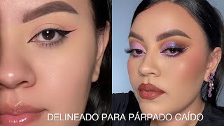 DELINEADO PARA PÁRPADO CAÍDO  maquillaje para vestido morado 💜 [upl. by Gurango]