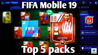 Top 5 best packs amp the best goal in fifa mobile 19 gameplay  FIFA mobile 19 GP BETA [upl. by Zebapda737]