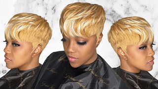 Blonde Pixie Quick Weave in 30 Minutes [upl. by Filemon370]