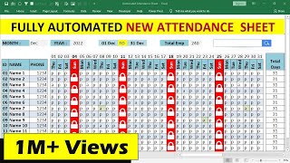 🔥🔥 Fully Automated Attendance Sheet in Excel [upl. by Ynomrah672]