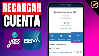 Como RECARGAR mi YAPE con mi CUENTA BBVA  Tutorial Paso a Paso [upl. by Eveiveneg]