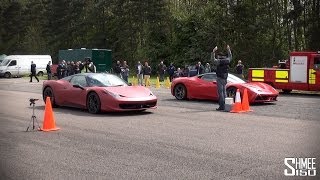 Ferrari 458 Speciale Powerslides and Race vs 458 Spider [upl. by Elly]