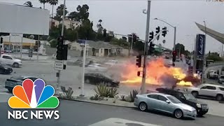 Dramatic Video Fiery Los Angeles Car Crash Kills Five Injures Seven [upl. by Rhona139]