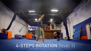 Slackline Tricks 18  4 Steps Rotation Level 1 [upl. by Keily]