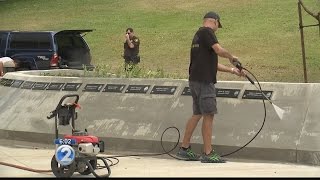 Law enforcement officers clean memorial after vandalism [upl. by Bigner453]