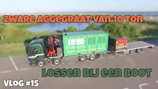 Zware aggregaat van 10 ton lossen bij een boot in Lelystad Vlog 15 [upl. by Blandina]