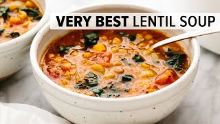 VERY BEST LENTIL SOUP  vegetarian onepot lentil soup recipe [upl. by Akkim]