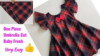 One Piece Umbrella Cut Baby Frock with Umbrella Sleeves Cutting And Stitching [upl. by Sami]