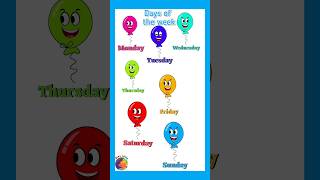 days of the week song with balloons sunday monday song stay little channel  weekdays song [upl. by Corel]