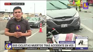 Dos ciclistas mueren tras ser embestidos por vehículo en la Panamericana Sur [upl. by Durr151]