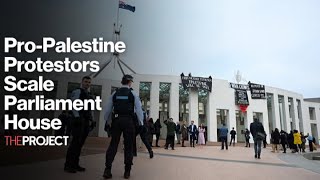 ProPalestine Protestors Scale Parliament House [upl. by Aicinad]