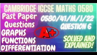 Past Paper Questions Graphs Functions Differentiation Cambridge IGCSE Math Solved and Explained A [upl. by Eisenberg]