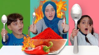 تحدي أكل ملعقة كبيرة أو وسط أو صغيرة  ندمنا على هذا التحدي Big Vs Medium Vs Small SPOON Challenge [upl. by Cassandry513]