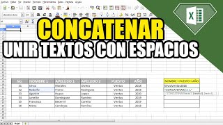 COMO UNIR TEXTOS CON ESPACIOS DE CELDAS  COMO CONCATENAR TEXTOS EN EXCEL 2022 [upl. by Marbut]