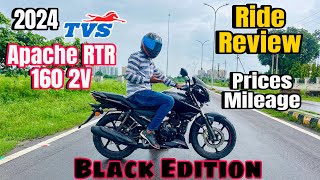 New Tvs Apache 160 2V All Black 2024 Model Ride Review  Price Mileage  Better Than Pulsar N150 [upl. by Rosemary]