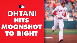 STARTING PITCHER Shohei Ohtani hits a MOONSHOT Crushed home run to right at 1152 MPH [upl. by Yrovi]