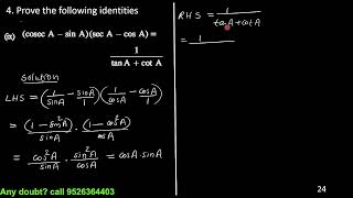 10th trigonometric identities qn 4 ix [upl. by Enilrem129]