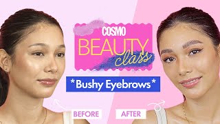 How To Achieve Bushy Eyebrows Using A Glue Stick  Cosmo Beauty Class [upl. by Arela]