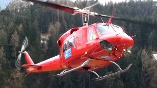 Bell 212 Twin Huey engine start and take off from Karres Heli Austria base [upl. by Gnep]